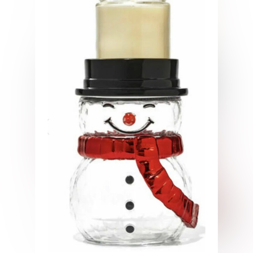 Bath & Body Works Clear Faceted Snowman Pedestal Single Wick Candle Holder; NWT